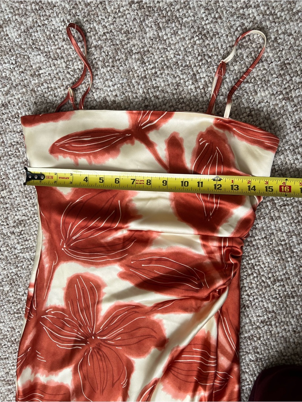 House of Harlow 1960 Spaghetti-Strap Floral Midi Dress in Cream and Rust - Picture 15 of 16